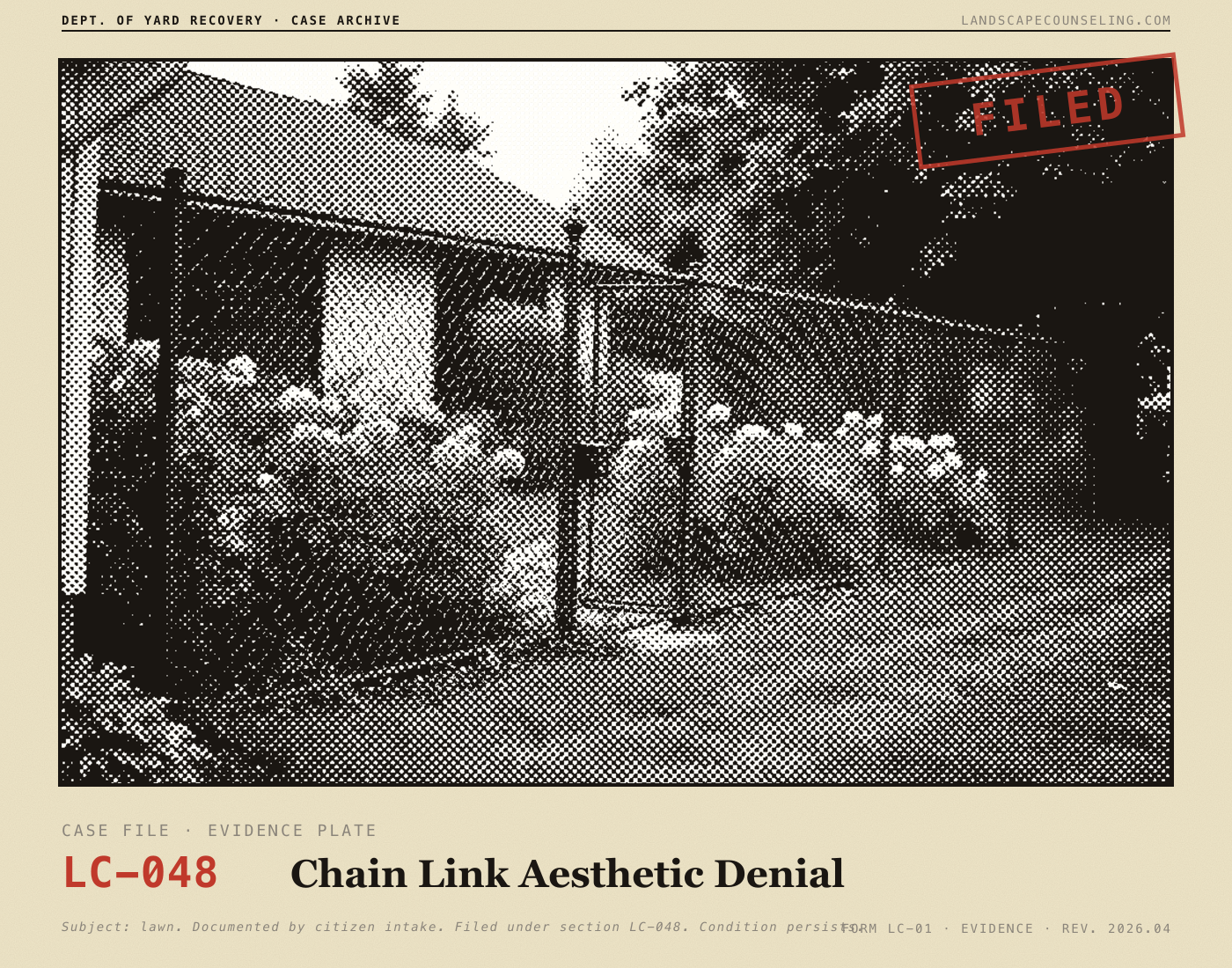 Evidence plate for Chain Link Aesthetic Denial